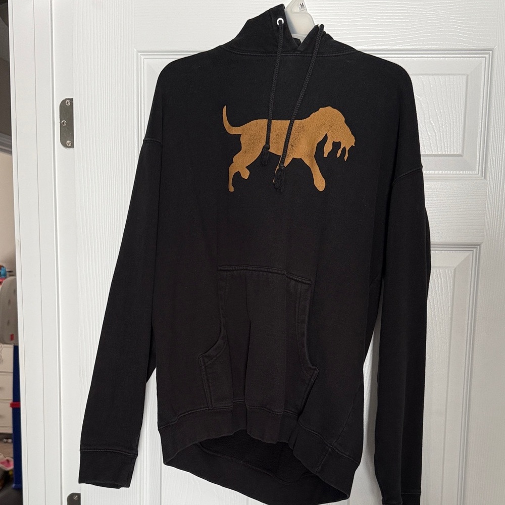 Black Hoodie with Brown Dog Design